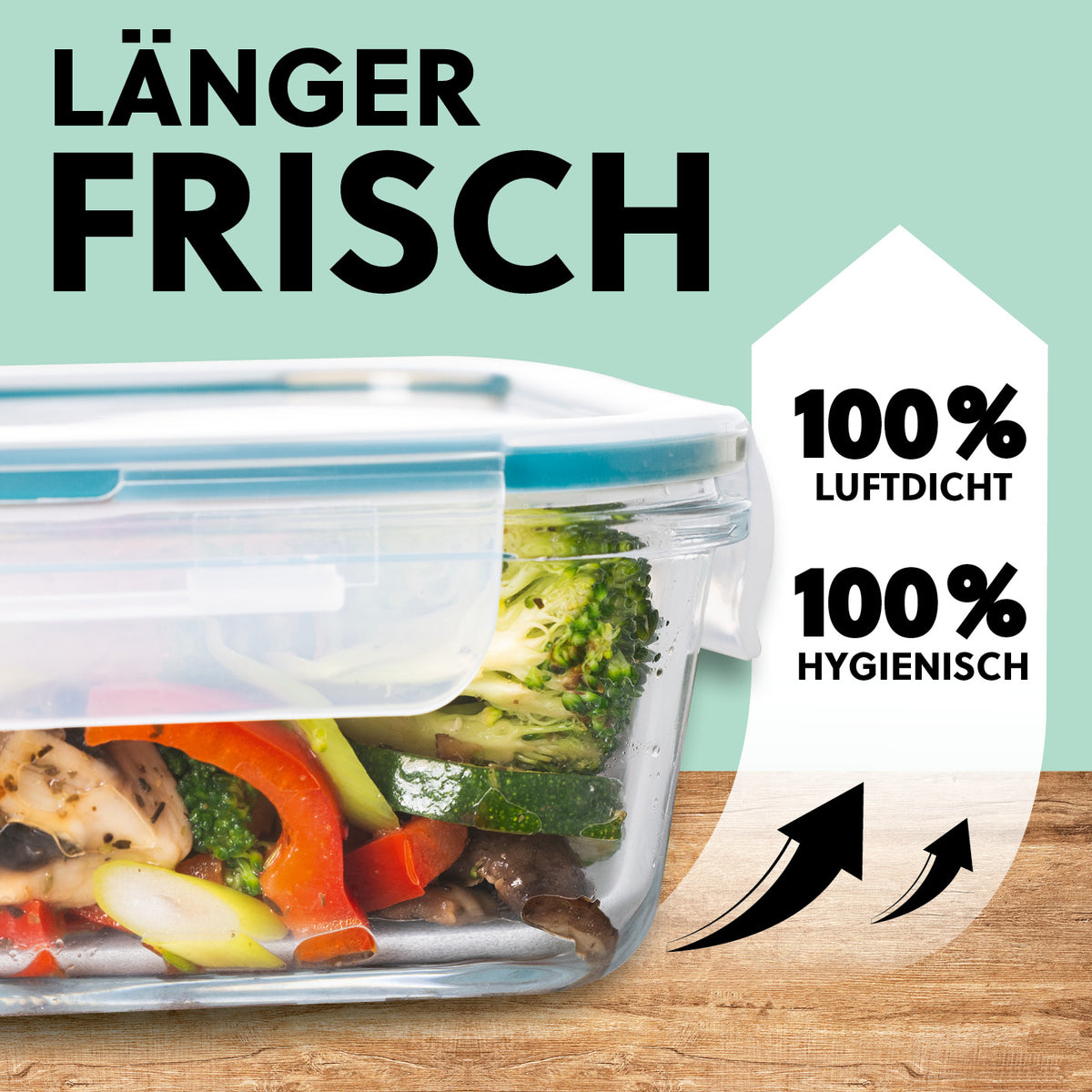 Frischhaltedosen Klick-it, 8-tlg., Mint luftdichtes Glas mit Klickverschluss zur frischen Aufbewahrung von Lebensmitteln.