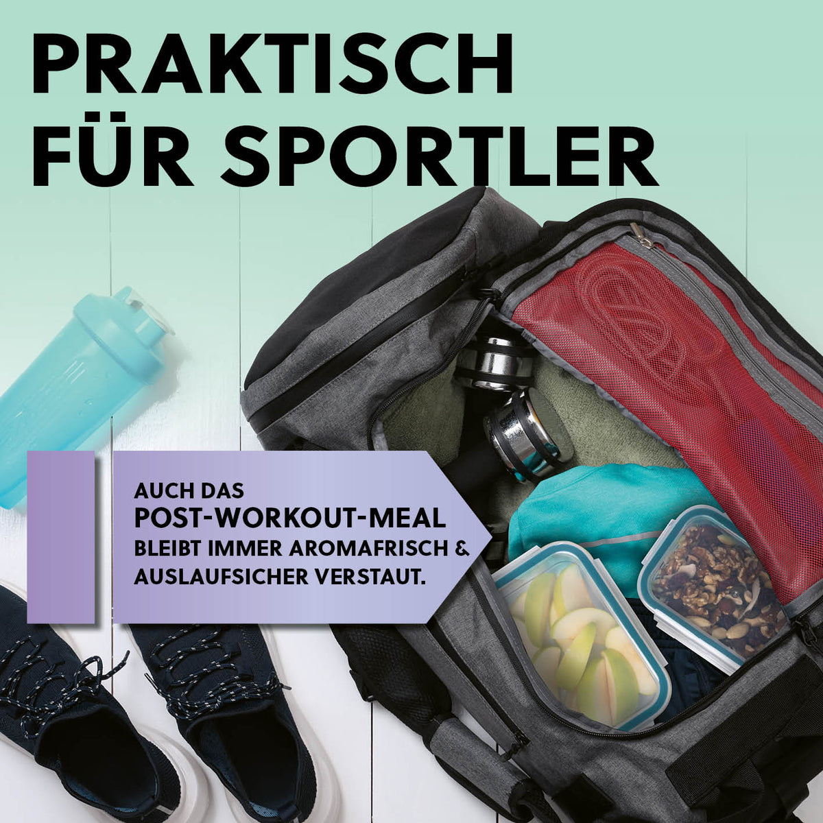 Frischhaltedosen Klick-it, 8-tlg., Mint – luftdichte Glasdosen ideal für Sportler, aromafrisch und auslaufsicher im praktischen Set.