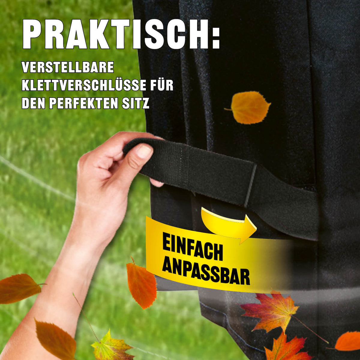 Wetterschutzhaube Premium - 60x96x120cm - schwarz mit verstellbaren Klettverschlüssen für optimalen Sitz und Schutz bei Wind und Wetter.