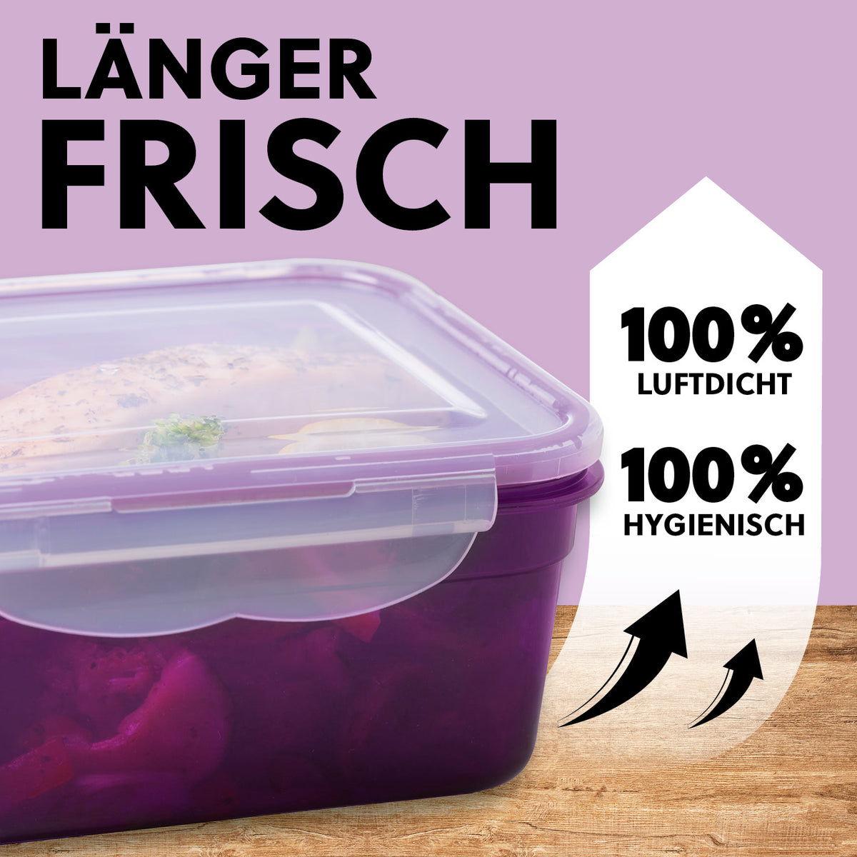 Frischhaltedosen Klick-it, 14-tlg., Lila – luftdichte, hygienische Aufbewahrungsdosen für lang anhaltende Frische und praktischen Gebrauch.