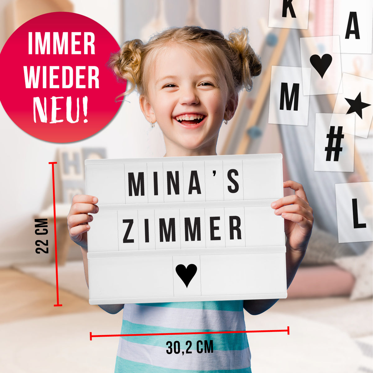 LED-Leuchtkasten - 173 Buchstaben & Symbole mit Timerfunktion, ideal für individuelle Textbotschaften und Zimmerdekoration.