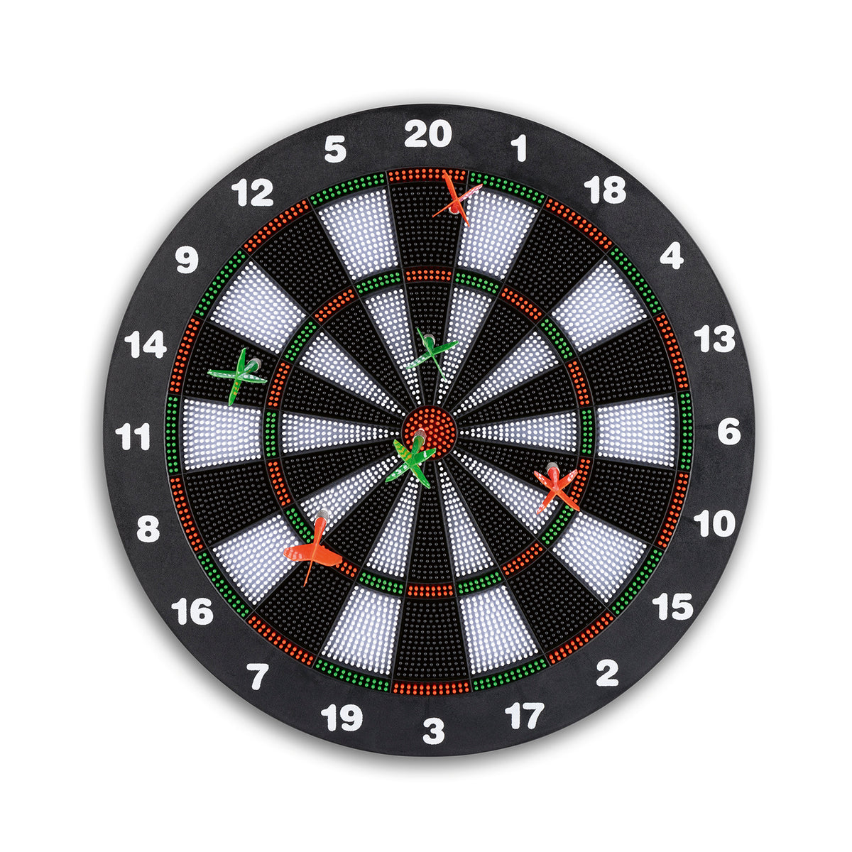 Dartscheibe mit 6 Sicherheitspfeilen mit bunten Pfeilen
