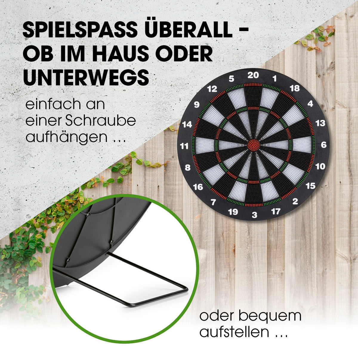Dartscheibe mit 6 Sicherheitspfeilen zum Aufhängen oder Aufstellen