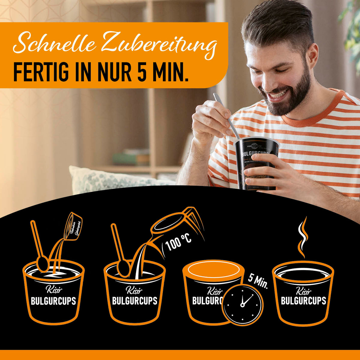 Bulgurcups - Kisir - Bulgur mit Tomate, Granatapfel & Petersilie, vegane 5-Minuten-Terrine schnell und einfach zubereitet.
