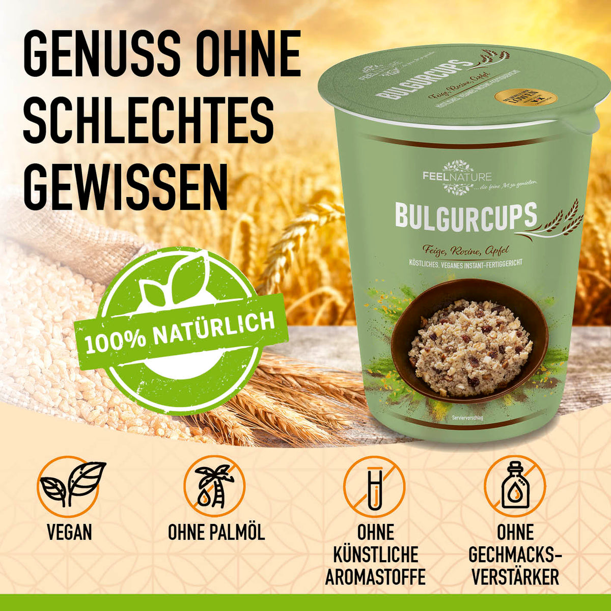 Bulgurcups - 6er Try-Me-Set mit Kisir, Gemüse & subtropisch, vegan, ohne Palmöl, ohne künstliche Aromastoffe, schnelle 5-Minuten-Mahlzeit.