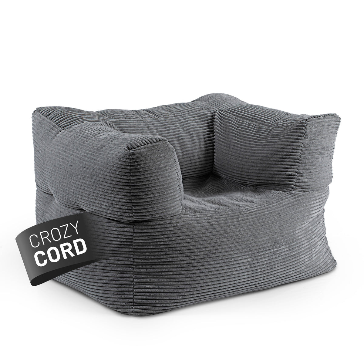 Modularer Sessel aus der LUMALAND Cord-Reihe - 400 L - 96 x 72 x 70 cm - Grau, bequemer grauer Cord-Sessel mit weichem Polster