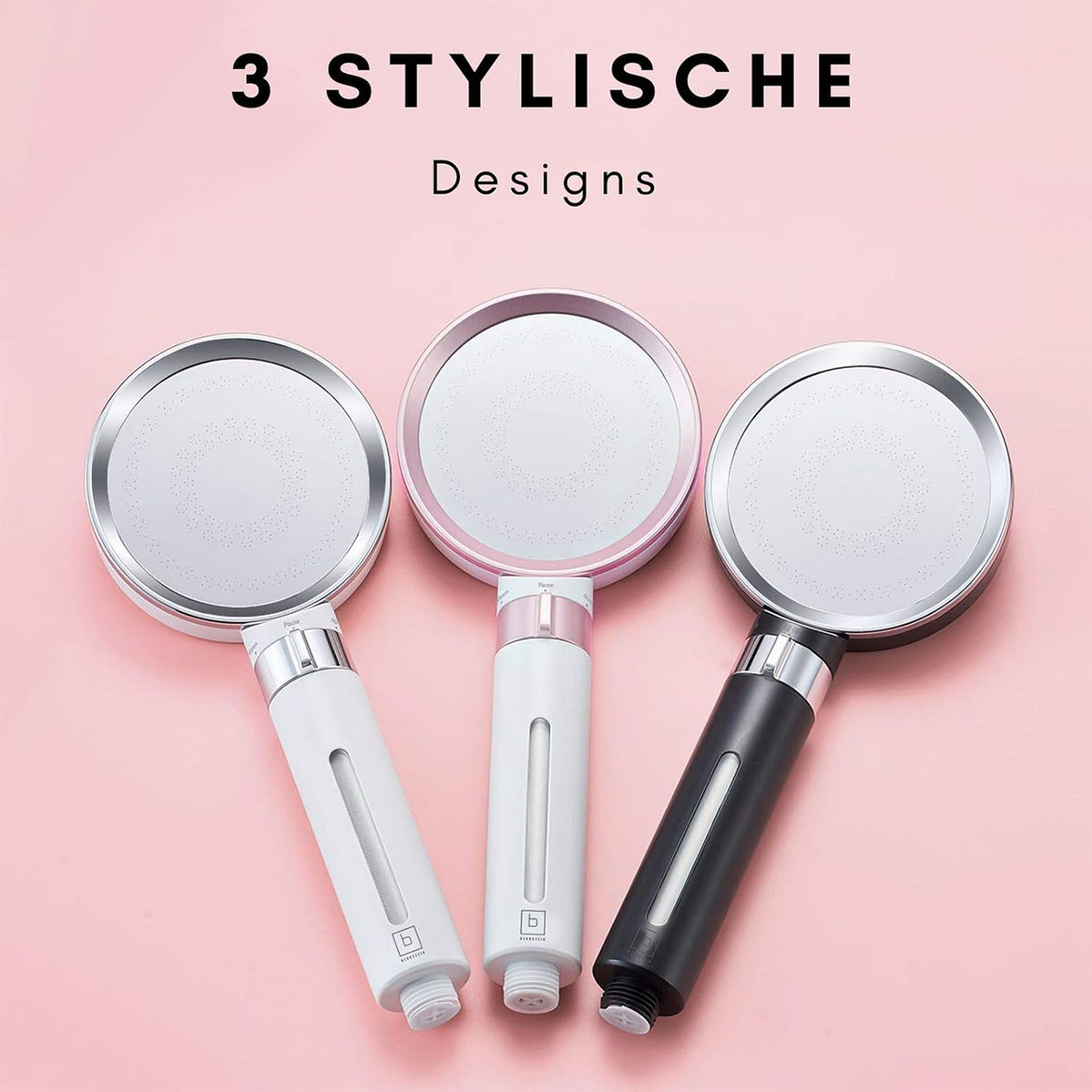 Duschkopf - Rosa Handbrause im stylischen Design mit 344 feinen Löchern für ein samtig-weiches Wassergefühl und Wassersparfunktion.