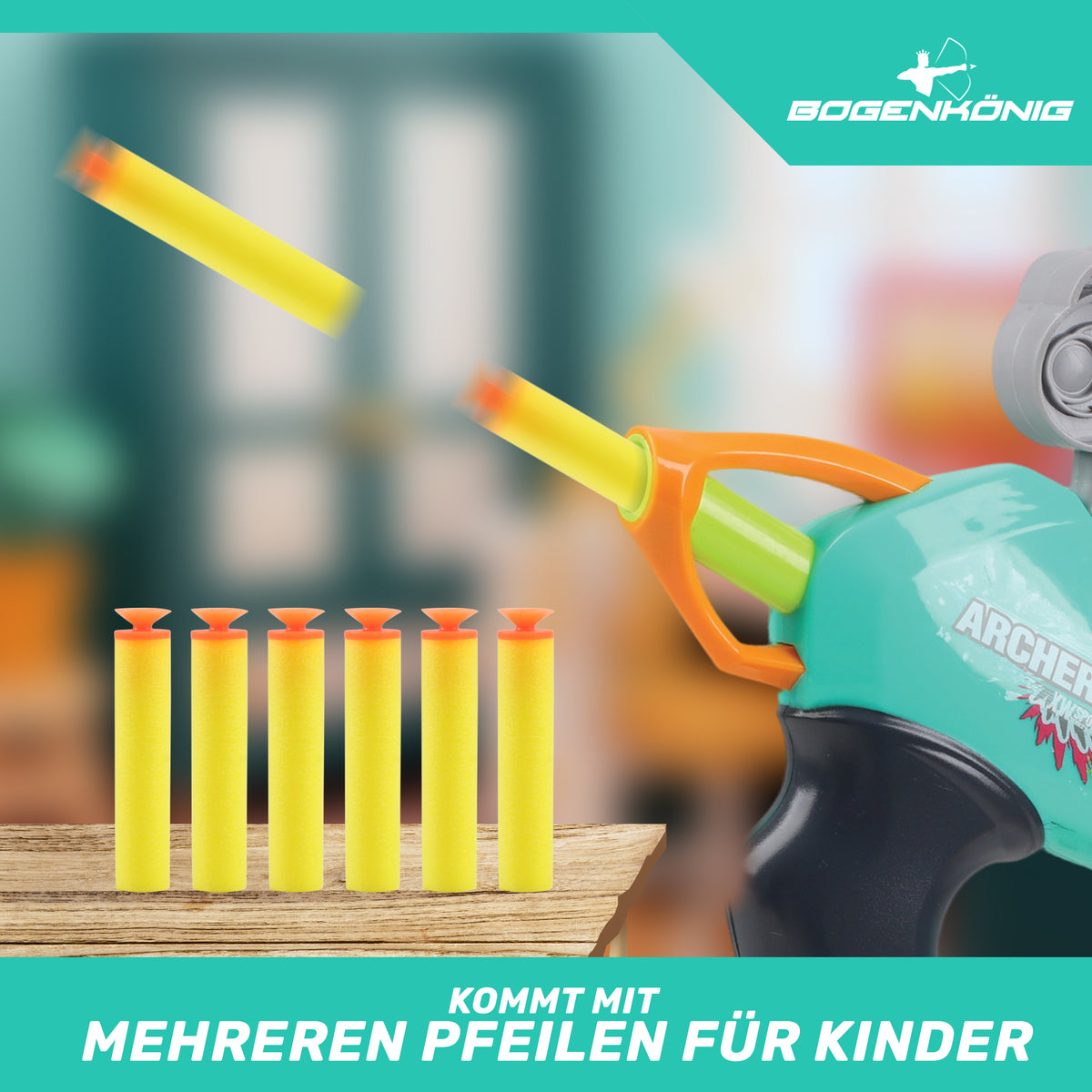 Kinder Bogenschieß-Set - Pfeile, Zielscheibe & Armbinde mit Spielzeugbogen und bunten Pfeilen