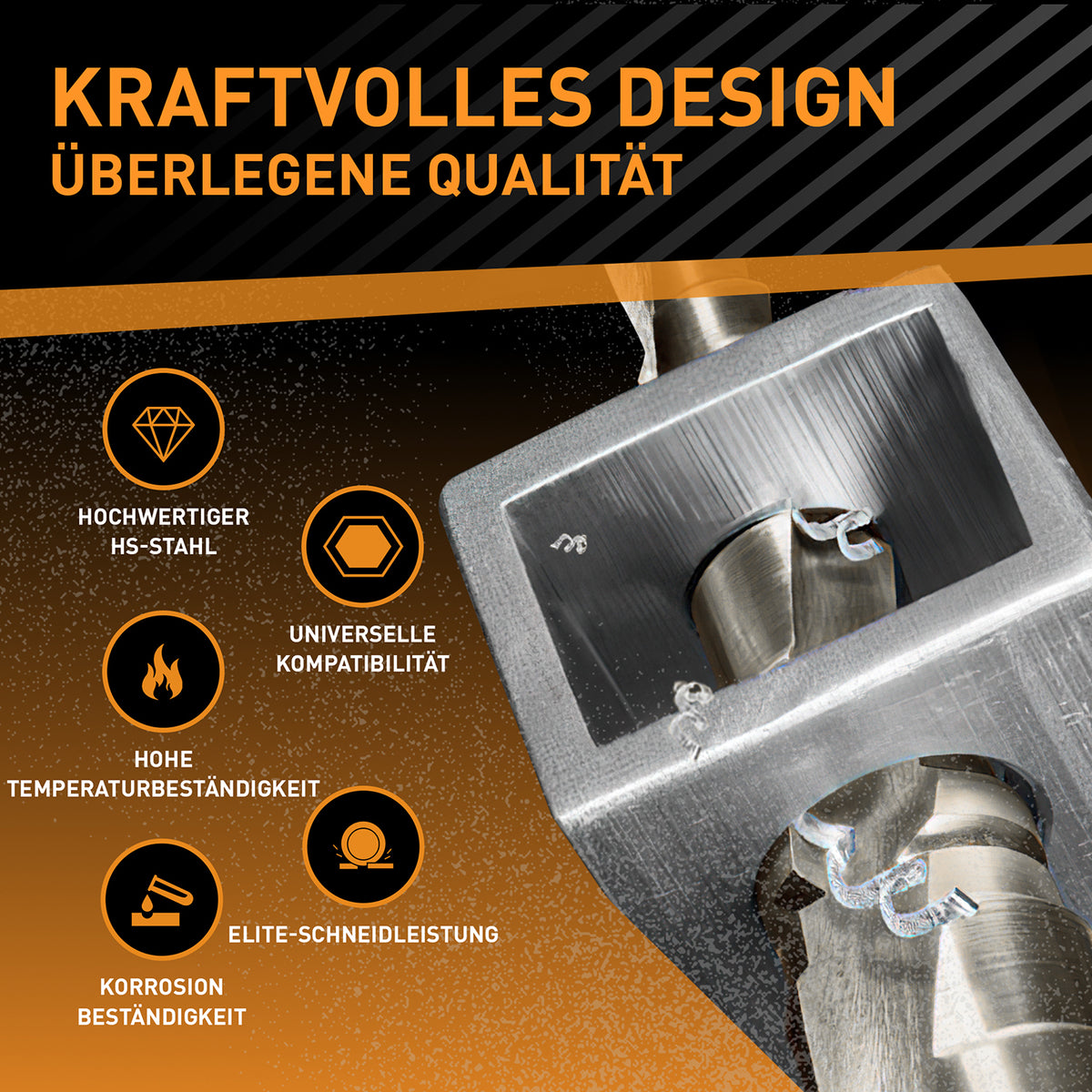Stufenbohrer Ø 4-32mm aus hochwertigem HS-Stahl mit hoher Temperatur- und Korrosionsbeständigkeit für universelle Anwendung.