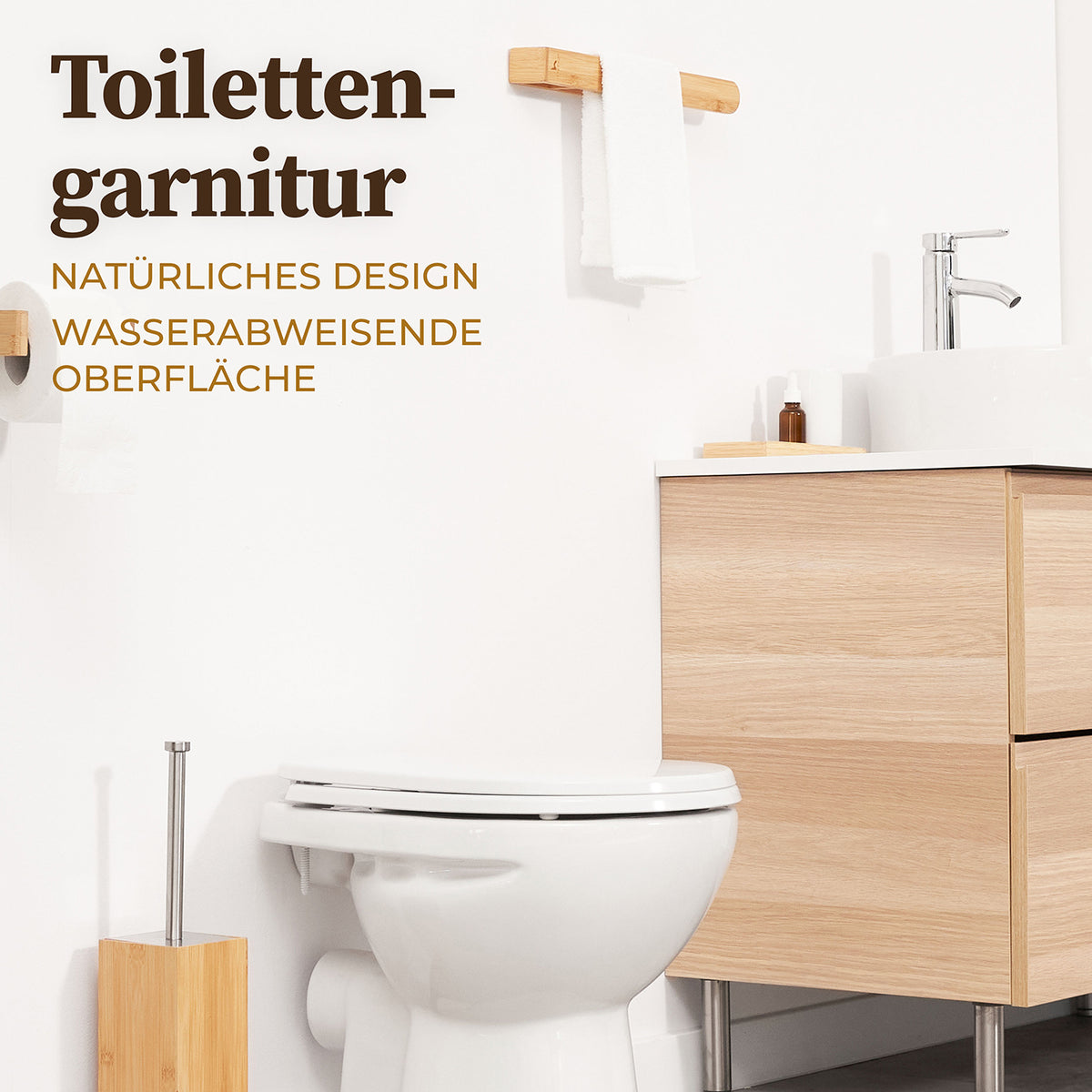 Toilettenbürste Silikon - Bambus Bürstenhalter mit antibakteriellem, schnell trocknendem Silikon und nachhaltigem Bambus-Design für modernes Bad.
