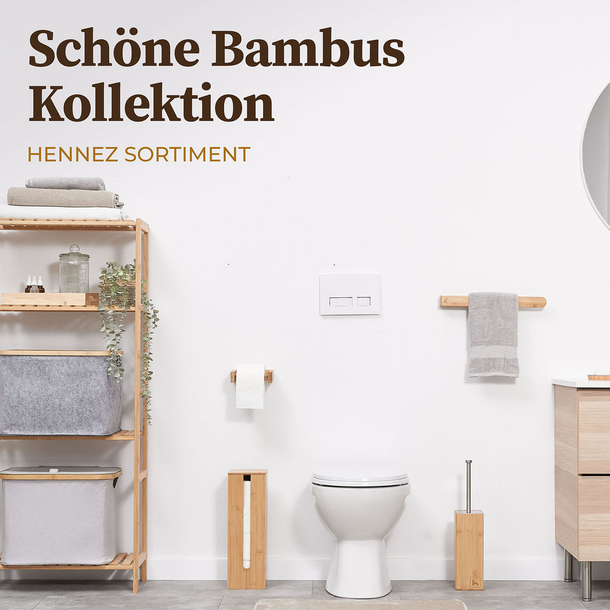 Toilettenbürste Silikon - Bambus Bürstenhalter mit antibakteriellem Silikon und modernem Bambusdesign für hygienische Badreinigung.