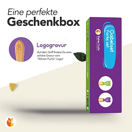 Kindergabelset - 2-tlg. - Grün & Lila mit individueller Logogravur auf Griff, nachhaltiger Geschenkverpackung für kindgerechtes und sicheres Essenlernen.