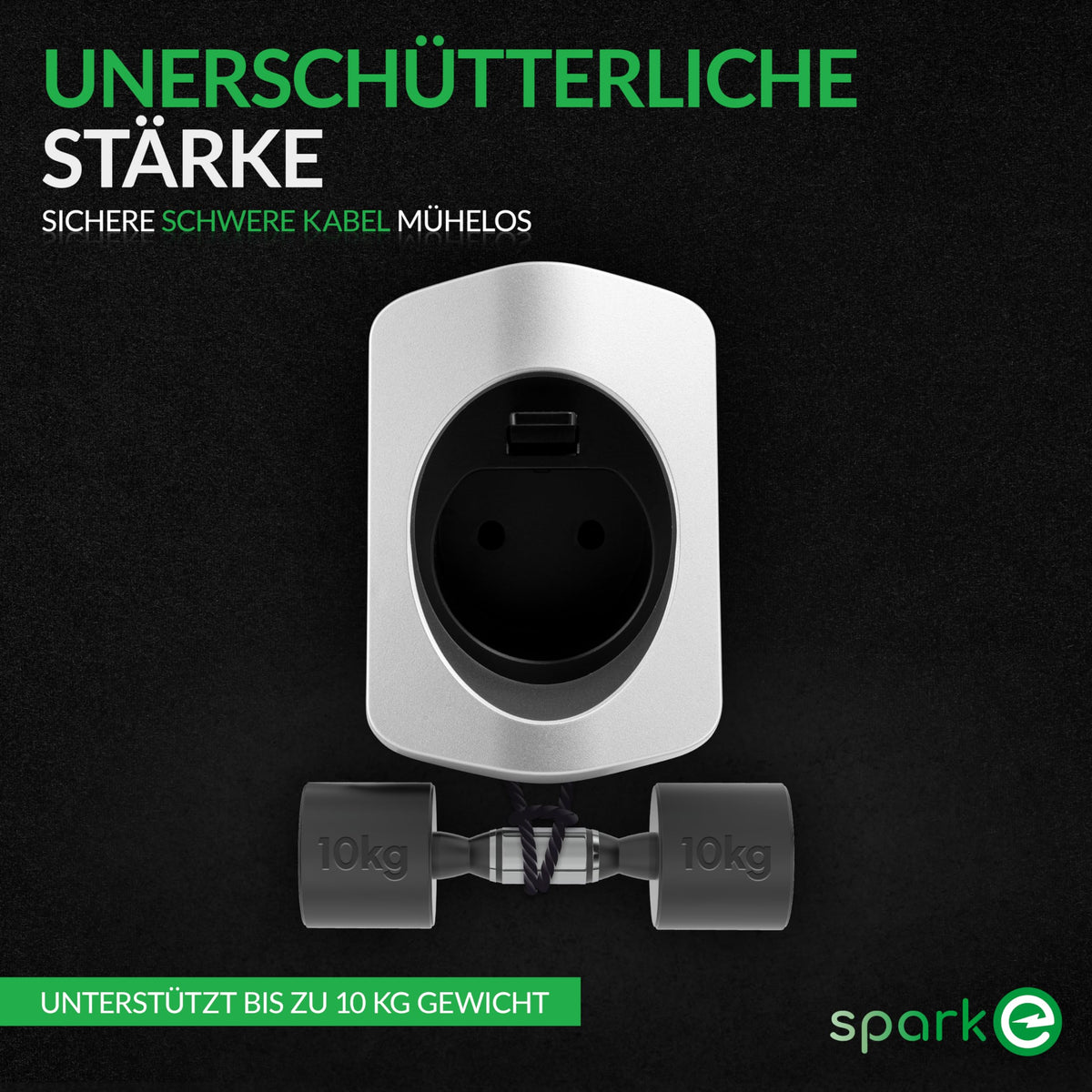EV-Ladekabel Halterung - Typ 2 - Silber mit hoher Belastbarkeit für sicheres Halten schwerer Kabel bis 10 kg mühelos an der Wand.