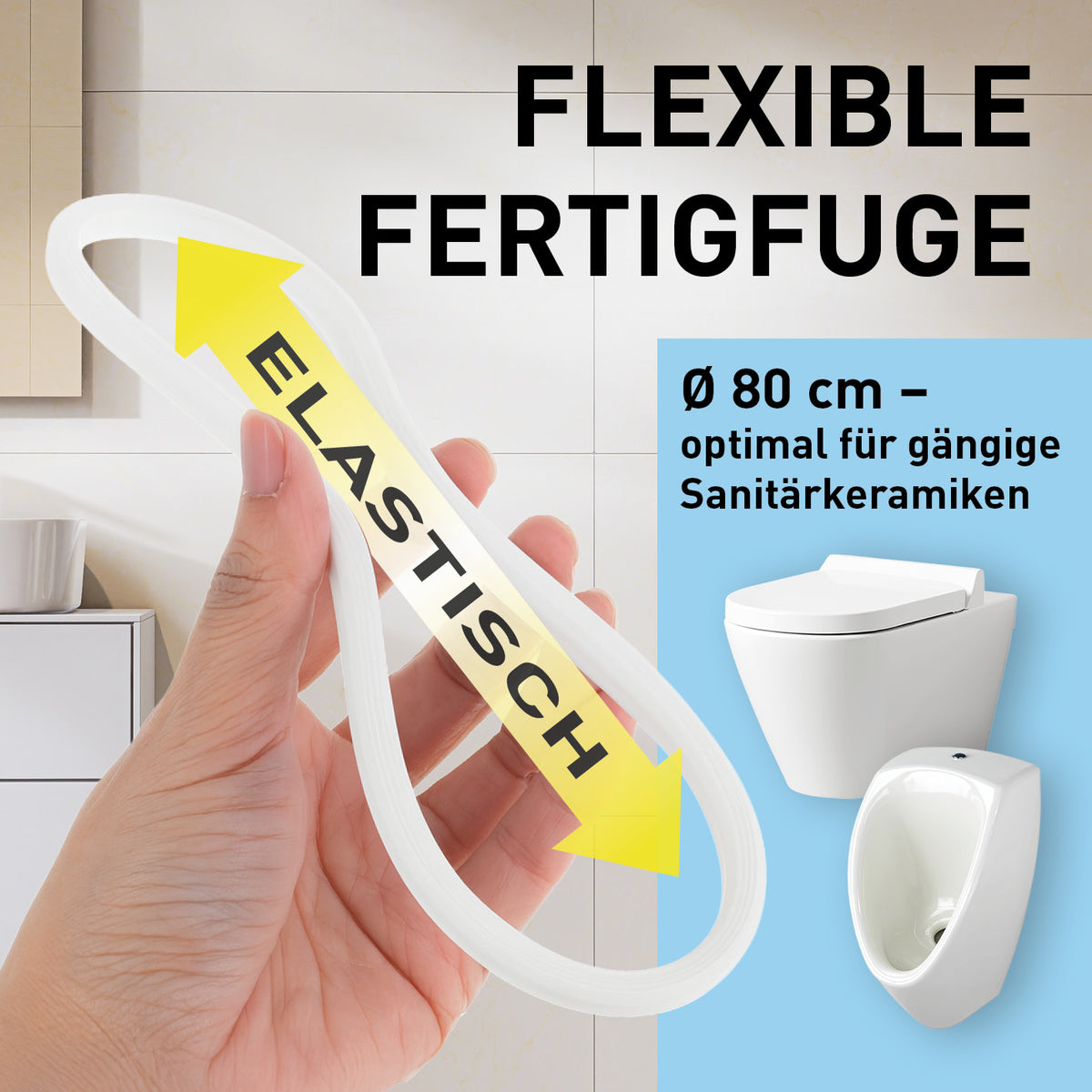Fugenring 80 cm für WC/Urinal elastisch und flexibel, Bild 6 aus Galerie, Maße 1417x1417 quadratisch