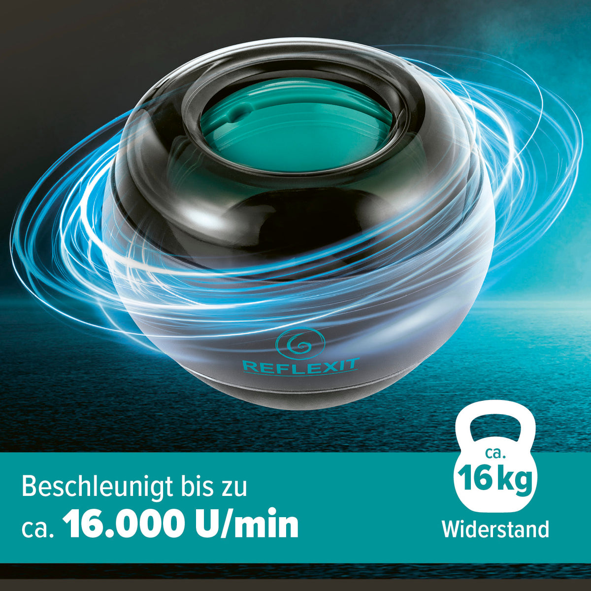 Spinball zur Stärkung von Griffkraft und Unterarm mit bis zu 16.000 U/min, kompakt für effektives Training überall.