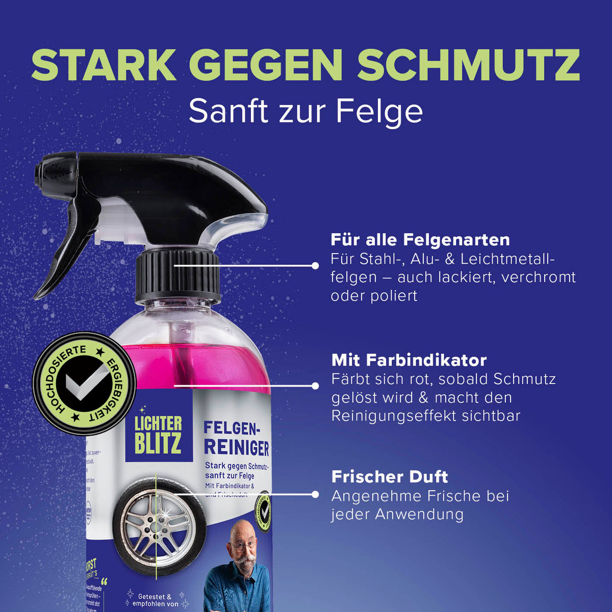 Felgenreiniger - 500 ml in Galerie 3, quadratisch 1417x1417, stark gegen Schmutz, farbindikator und sanft zur Felge.