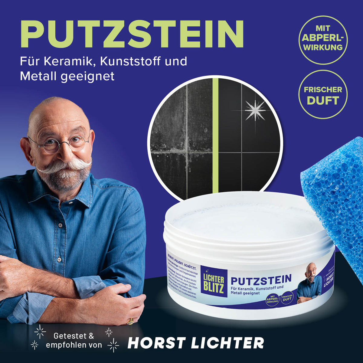 Putzstein - 500 g zur effektiven Reinigung von Keramik, Kunststoff und Metall mit frischem Duft und schützender Abperlfunktion.