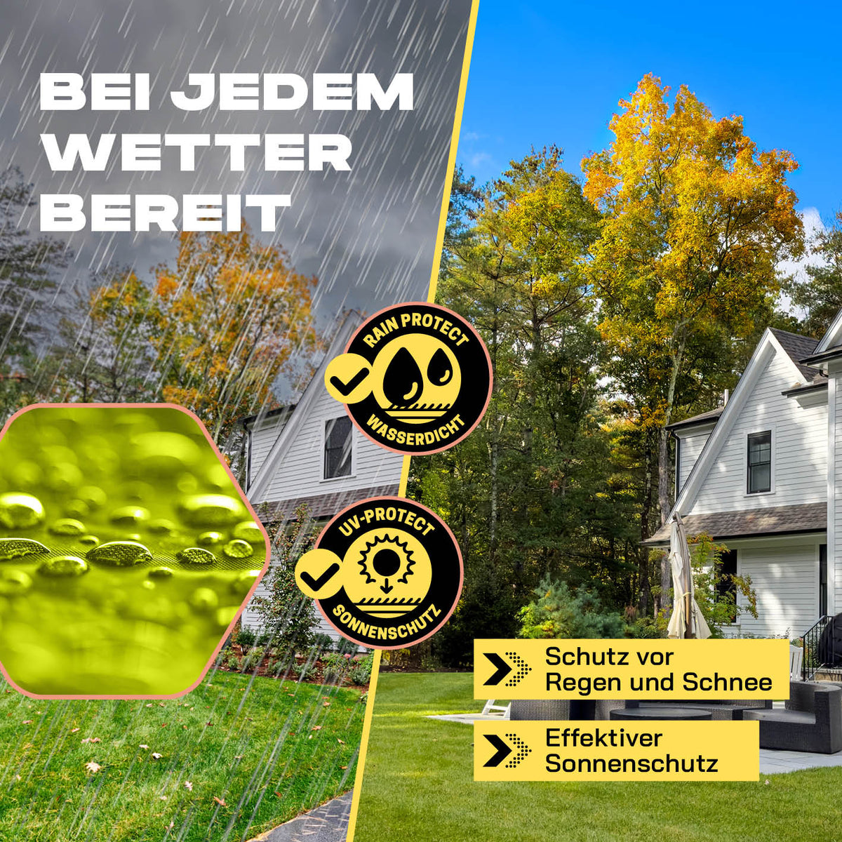 Pop Up Pavillon Gartenzelt - Seitenwand Grün aus 190T Polyester, PU-beschichtet, wasserdicht und effektiv gegen Regen, Schnee und Sonne.