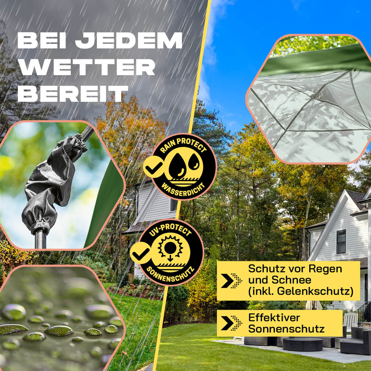 Pop up Pavillon - Dunkelgrün, wasserfest und UV-beständig, bietet schnellen Schutz bei Regen, Schnee und Sonnenschein.