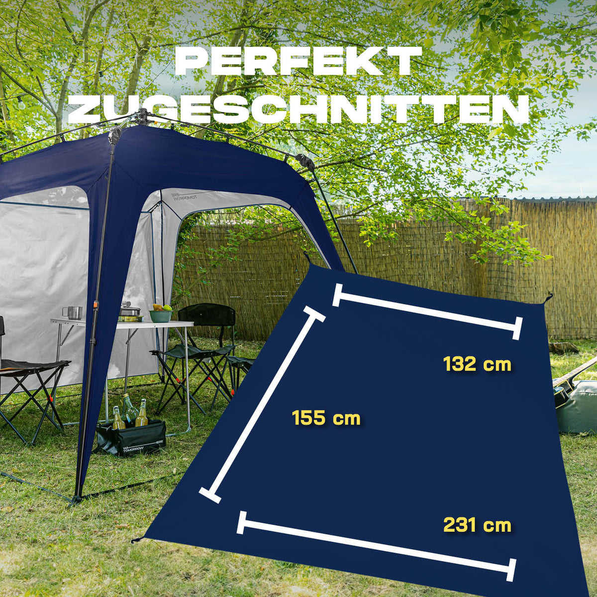 Pop Up Pavillon Gartenzelt - Seitenwand - Navy aus robustem 190T Polyester mit PU-Beschichtung, wind- und wetterfest, perfekt zugeschnitten.