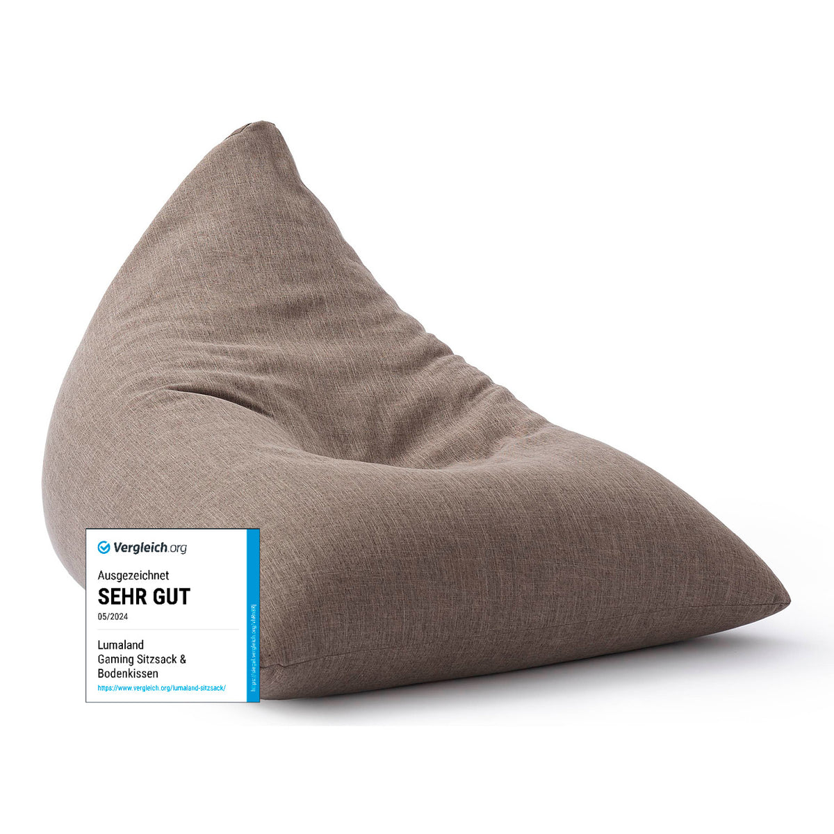 Sitzsack Interior Line (370 L) - indoor - Hellgrau in hochwertiger Leinenoptik, dreieckig und komfortabel zum Sitzen und Liegen.
