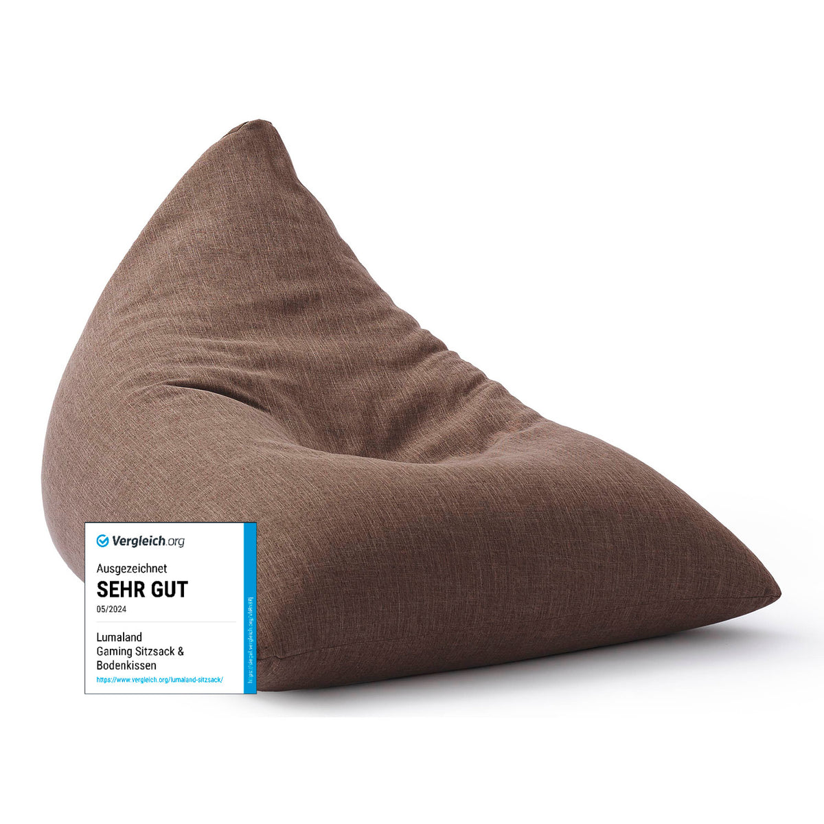 Sitzsack Interior Line (370 L) - indoor - Braun in dreieckiger Form aus hochwertiger Leinenoptik zum Sitzen und Liegen.