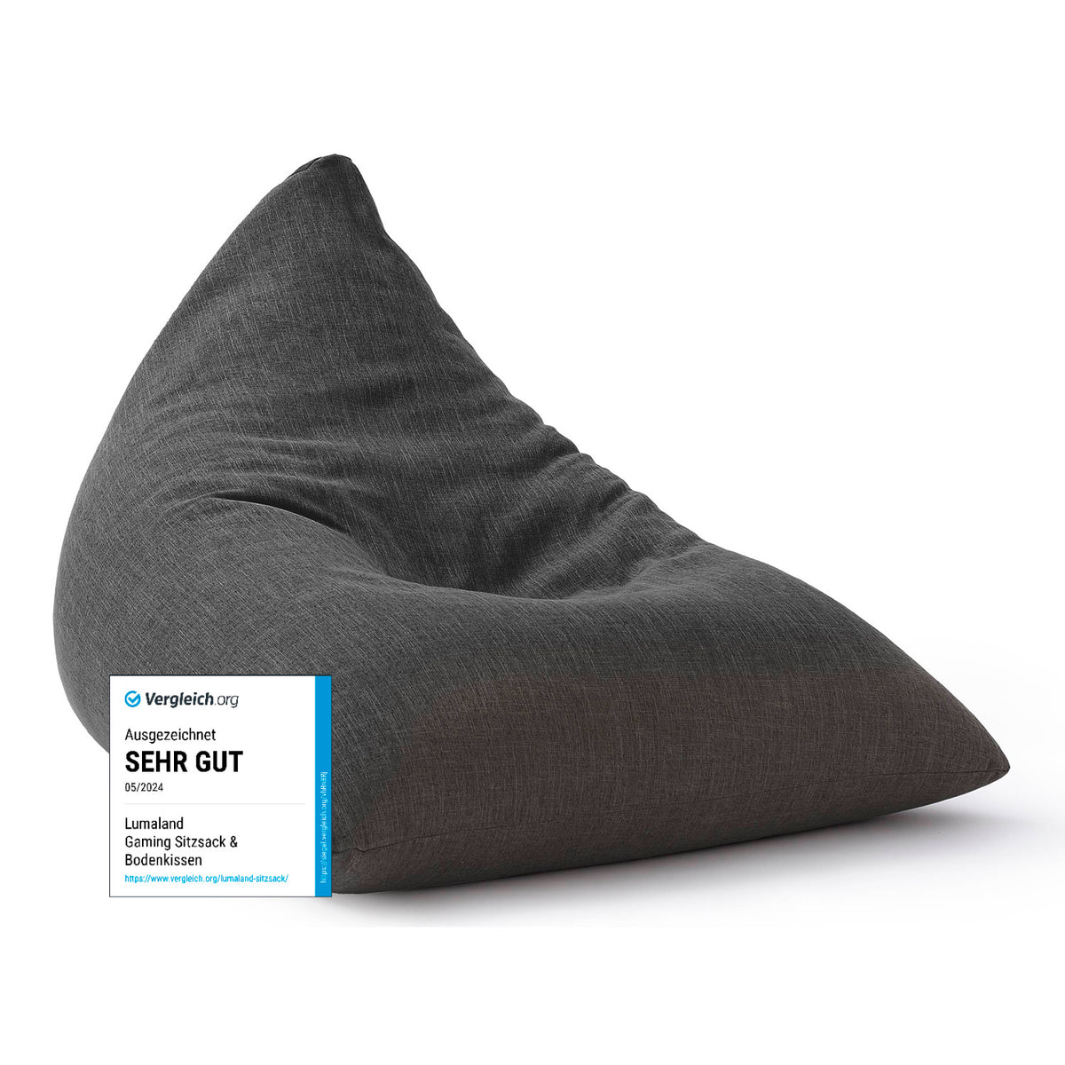 Sitzsack Interior Line (370 L) - indoor - Dunkelgrau, dreieckiger Sitzsack in hochwertiger Leinenoptik für modernes Wohnen.