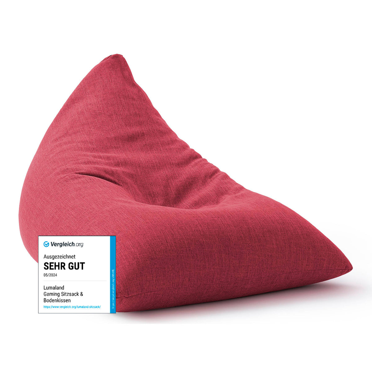 Sitzsack Interior Line (370 L) - indoor - Rot, dreieckiger Sitzsack in hochwertiger Leinenoptik zum Sitzen und Liegen