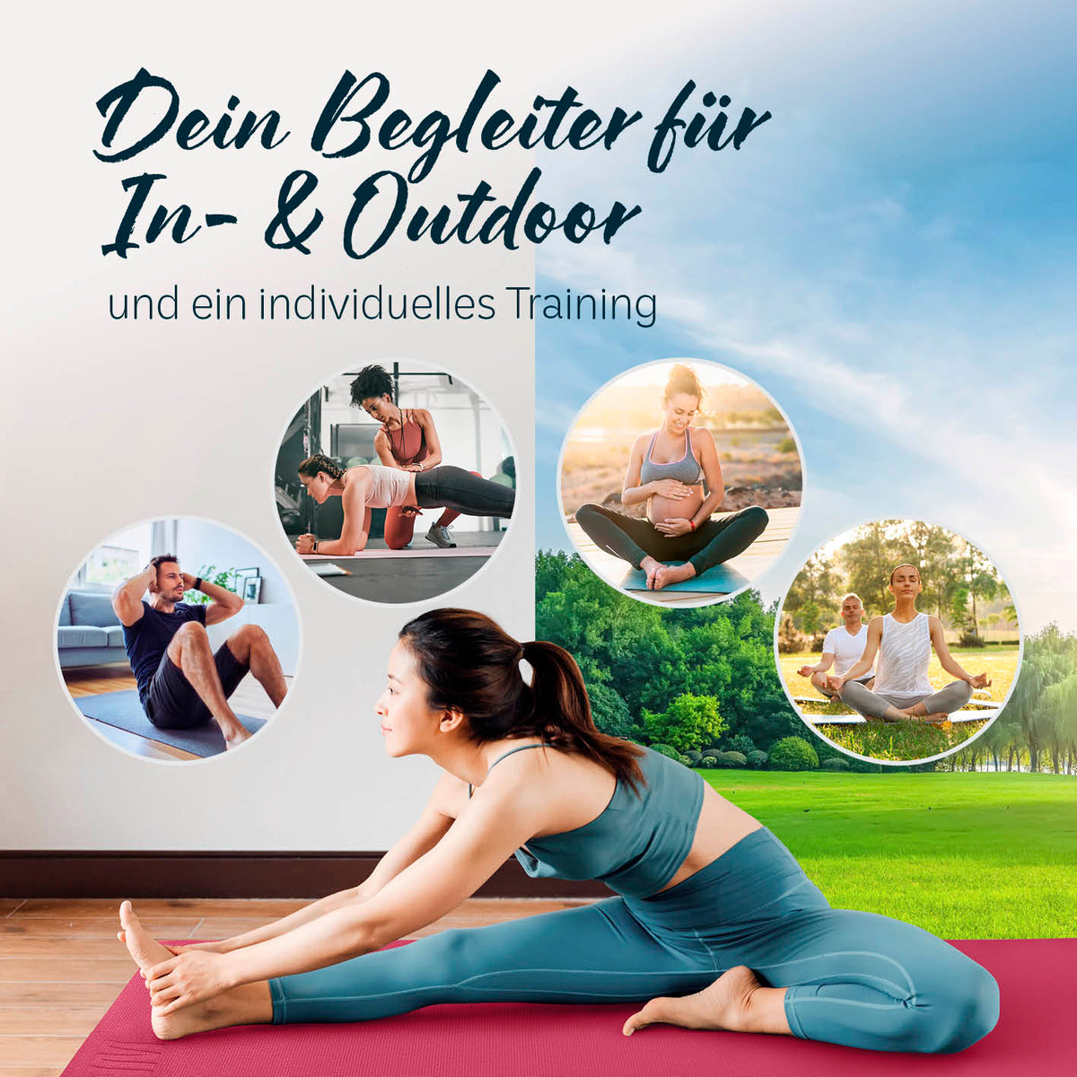 Yogamatte Kirana - 183 x 61 x 0,4 cm - Altrose mit weicher Oberfläche für Indoor- und Outdoor-Training, rutschfest, pflegeleicht und flexibel einsetzbar.