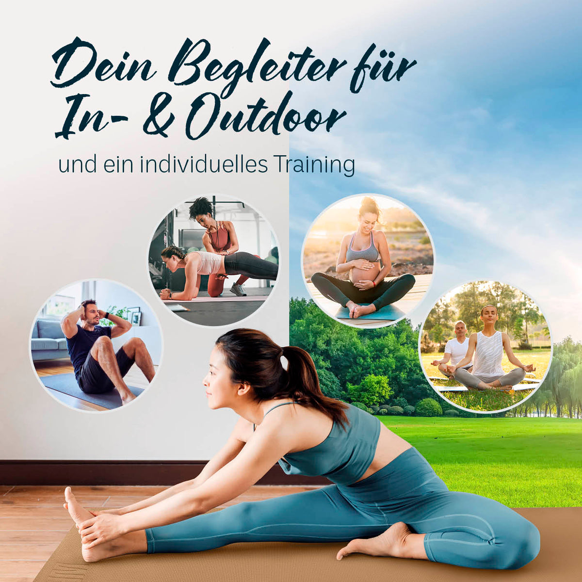 Yogamatte Kirana - 183 x 61 x 0,4 cm - Caramel, weiche, rutschfeste Trainingsmatte für Indoor- und Outdoor-Workouts.