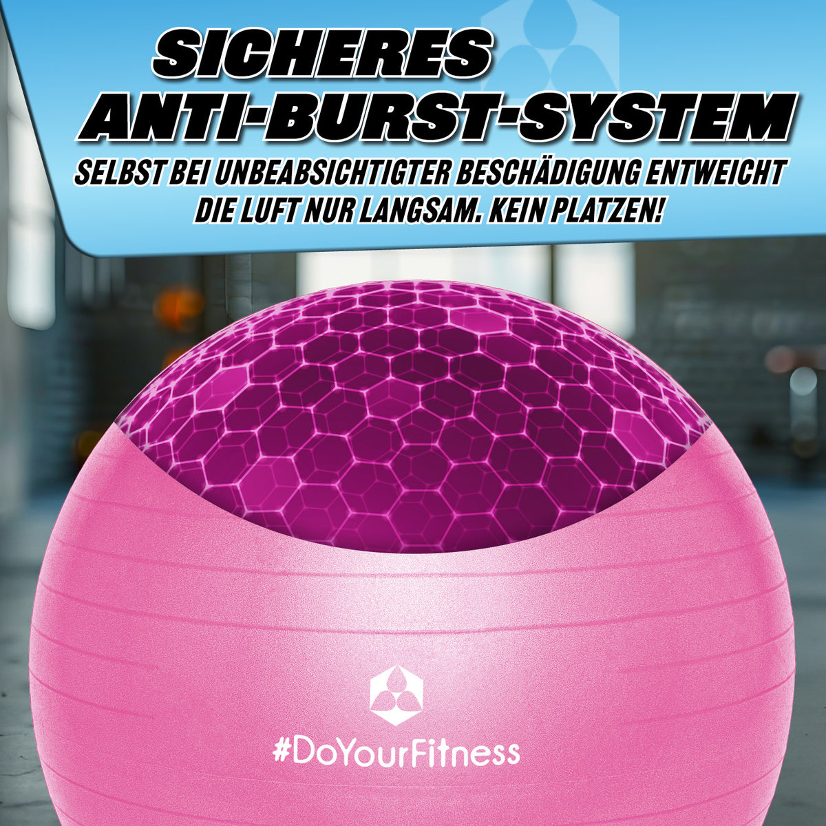 Gymnastikball inkl. Ballpumpe - Fitness Sitzball - Pink - 75 cm mit sicherem Anti-Burst-System und strapazierfähigem Material.