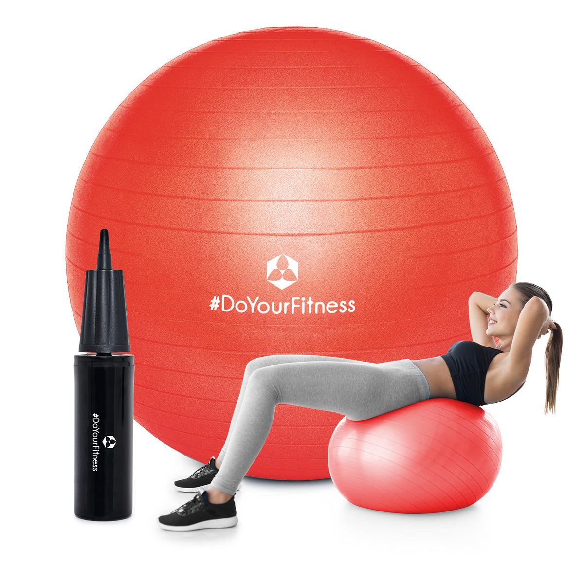 Gymnastikball inkl. Ballpumpe - Fitness Sitzball - Rot - 85 cm mit Anti-Burst-System, belastbar bis 150 kg, vielseitig für Sport und Büro.