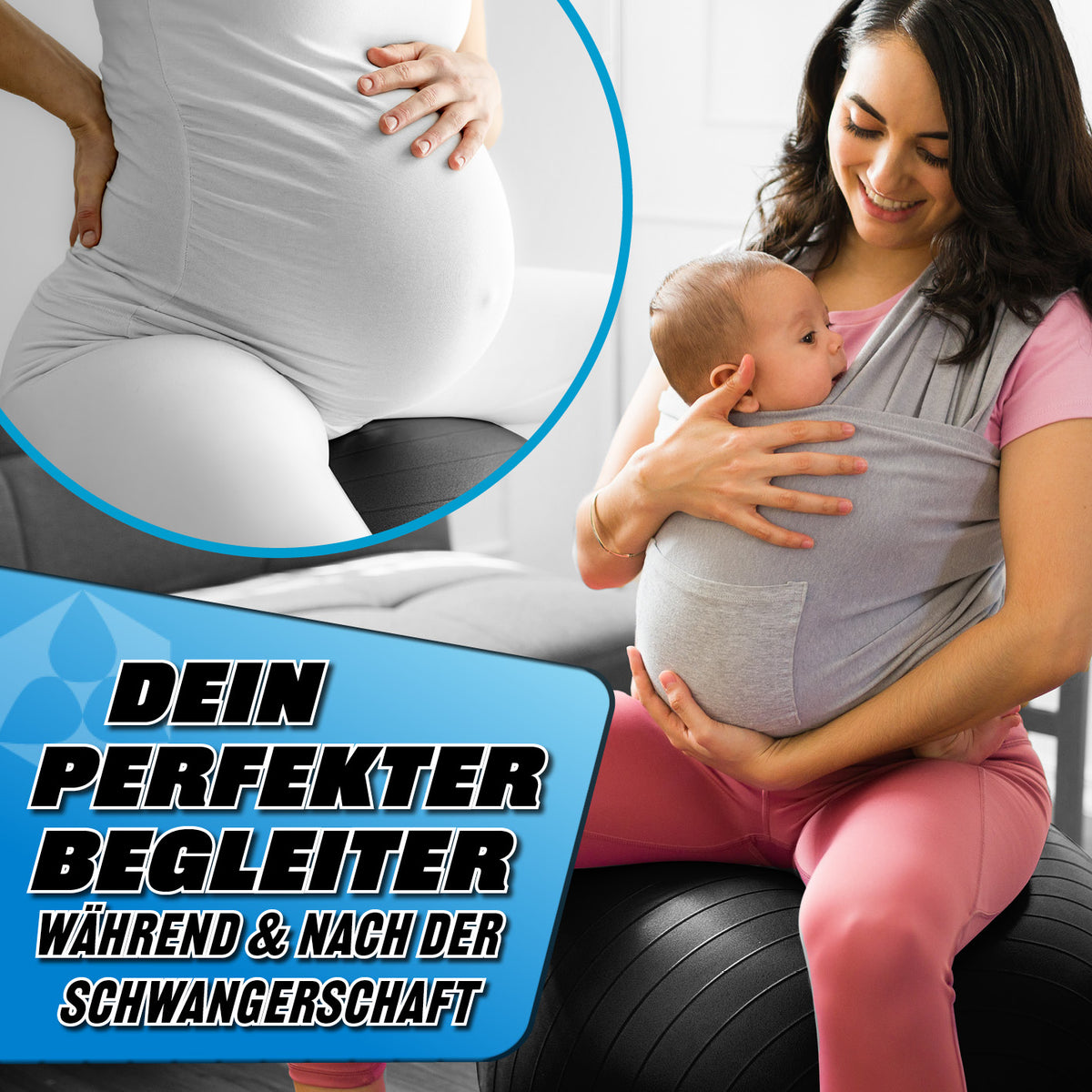 Gymnastikball inkl. Ballpumpe - Fitness Sitzball - Schwarz - 55 cm perfekt für Schwangerschaftsgymnastik und Rückentraining.