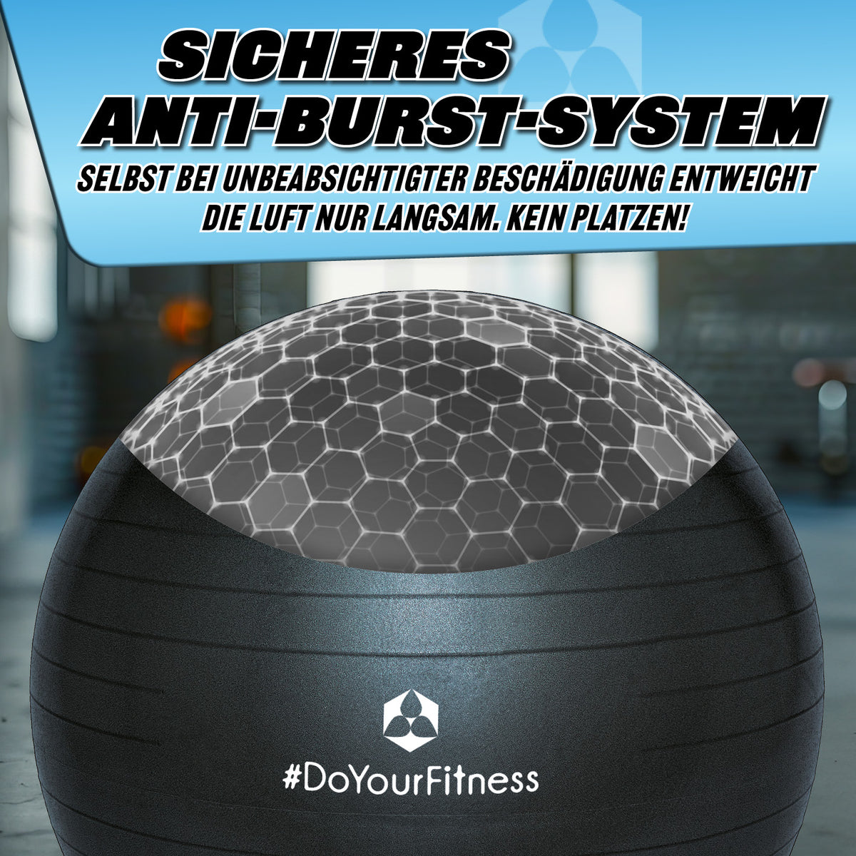 Gymnastikball inkl. Ballpumpe - Fitness Sitzball - Schwarz - 55 cm mit sicherem Anti-Burst-System und robustem Design bis 150 kg belastbar.
