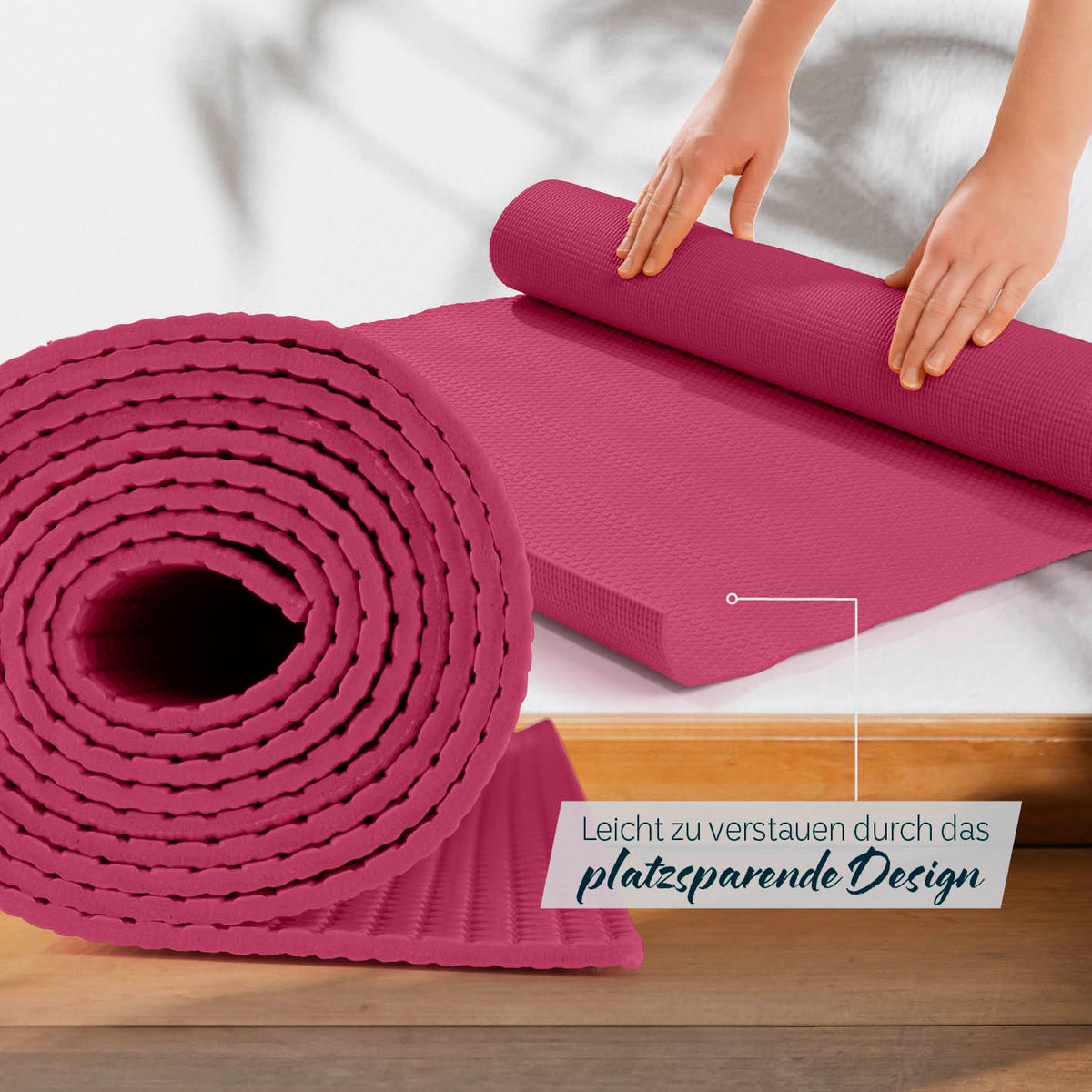 Yogamatte Kirana - 183 x 61 x 0,4 cm - Aubergine, weiche, rutschfeste ECO-PVC Trainingsmatte, platzsparend und pflegeleicht.