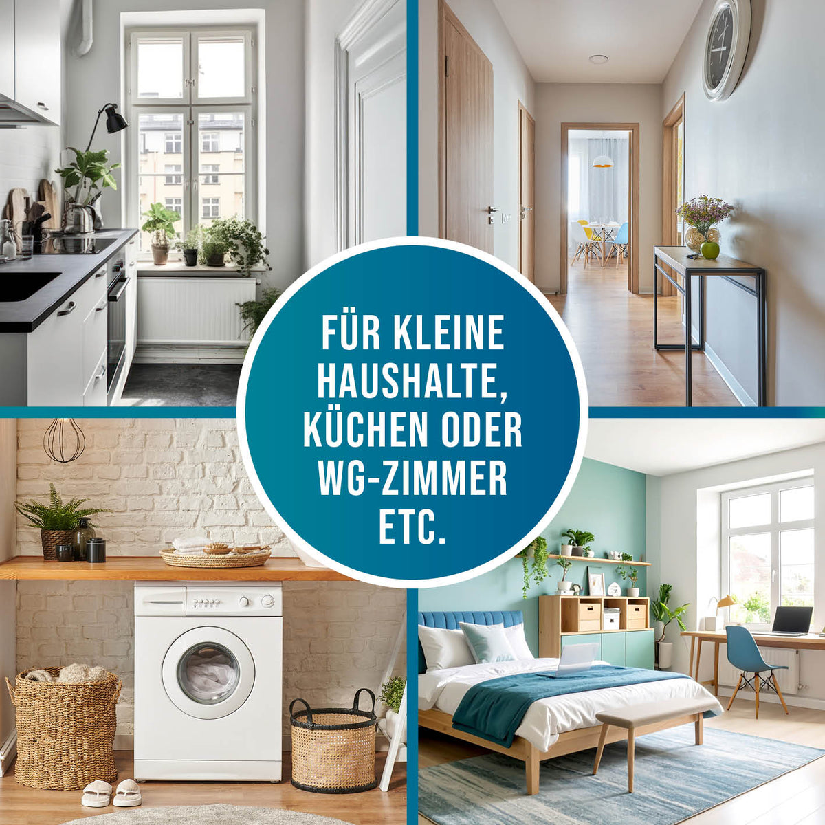 2in1 Glas- & Pfandflaschen-Sammelbehälter für kleine Haushalte, Küchen und WG-Zimmer in verschiedenen Wohnbereichen