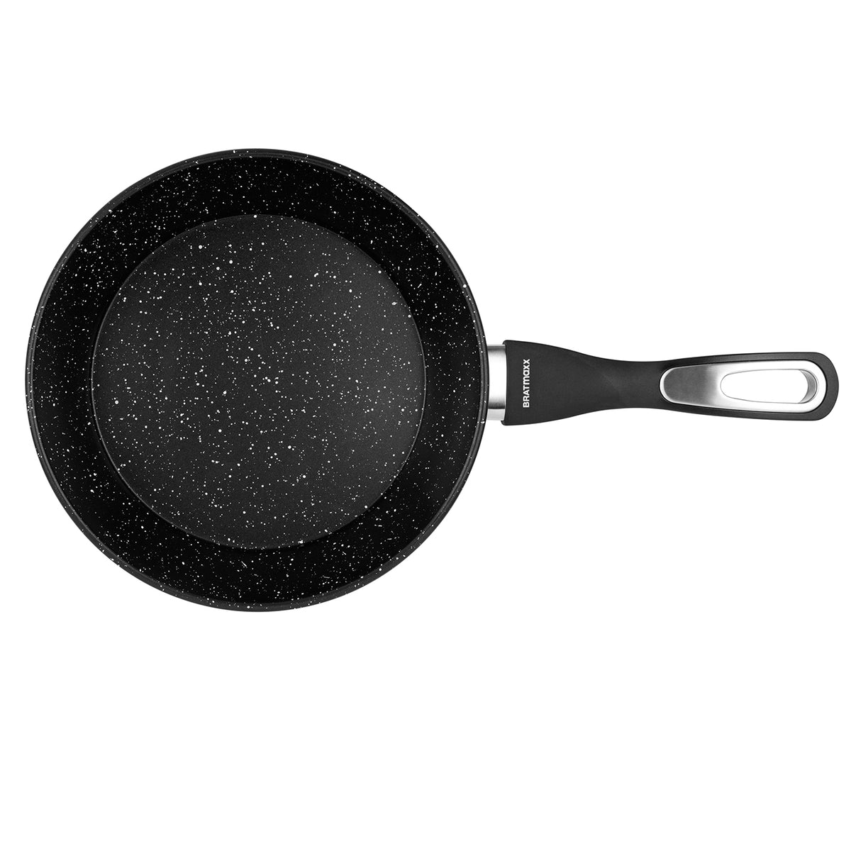 Keramik-Pfanne - 24 cm - Anthrazit mit langem Griff und gesprenkelter Oberfläche