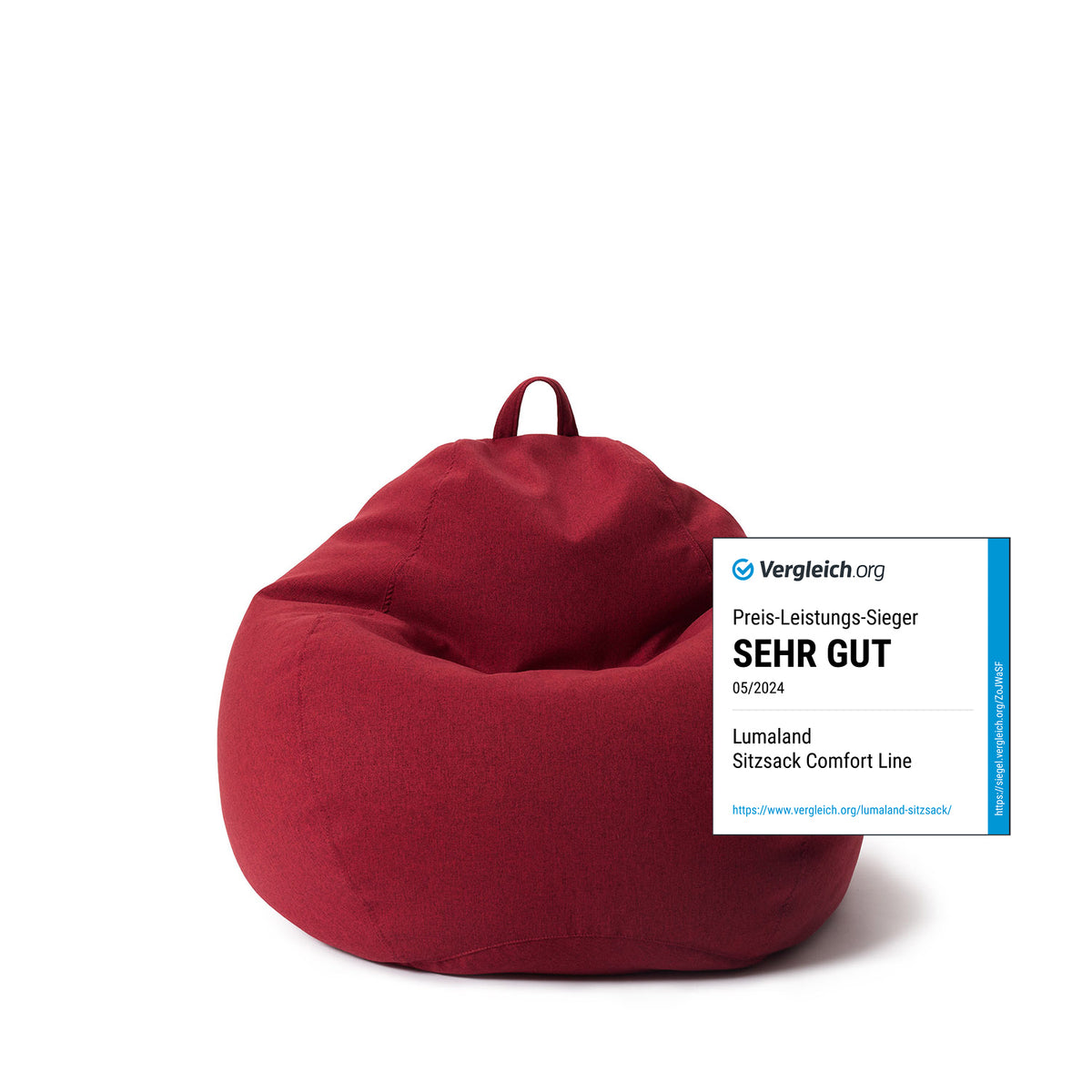 Comfort Line Sitzsack (120 L) - indoor - Rot mit weichem Material und klassischem Design, ideal für moderne Wohnräume.