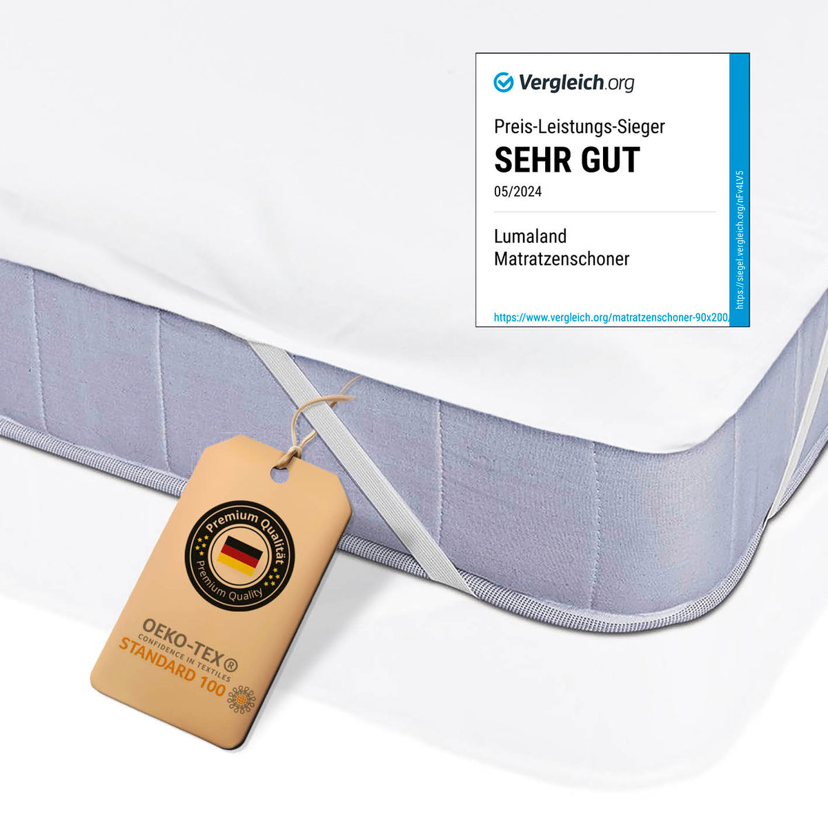 Wasserundurchlässige Matratzenauflage 90 x 200 cm 2er-Set mit hochwertigem Schutz und Oeko-Tex Standard 100 Qualitätssiegel.