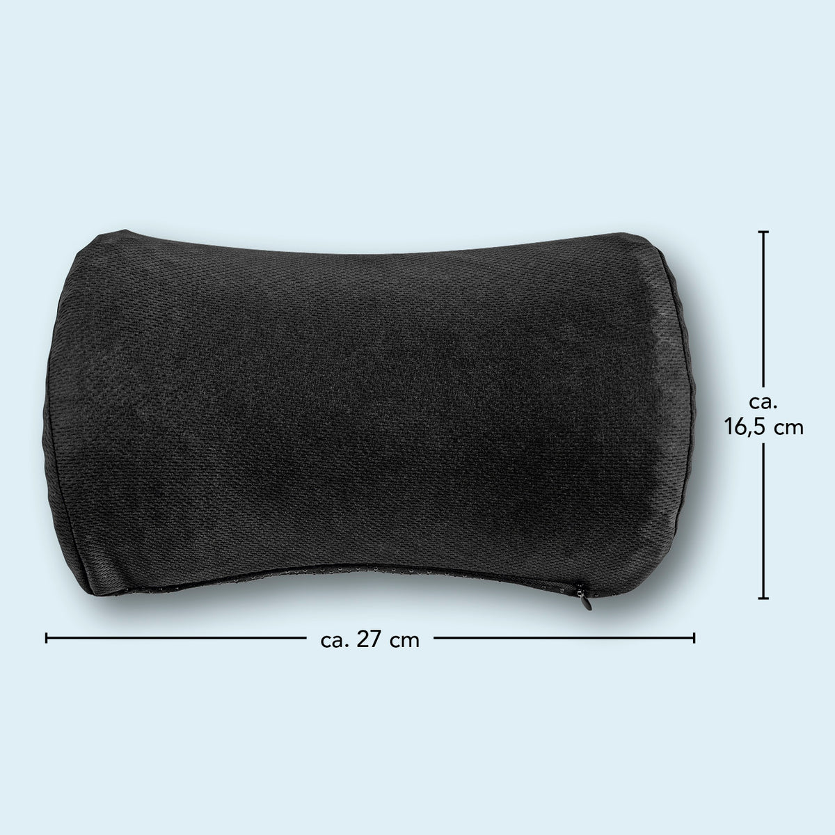 Entspannungskissen mit Wabenstruktur 27x8,5 cm in schwarz aus weichem Gel, atmungsaktiv und nackenstützend für mehr Komfort.