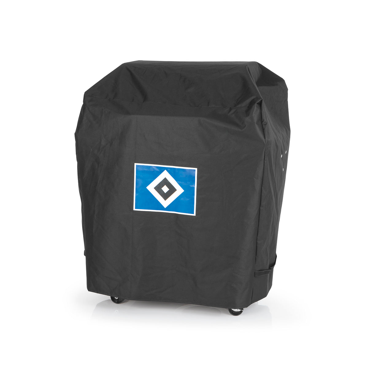 Wetterschutzhaube L - schwarz mit Logo, robust, wasserdicht bis 3000 mm, atmungsaktiv, UV-beständig und kältebeständig bis -20 Grad.