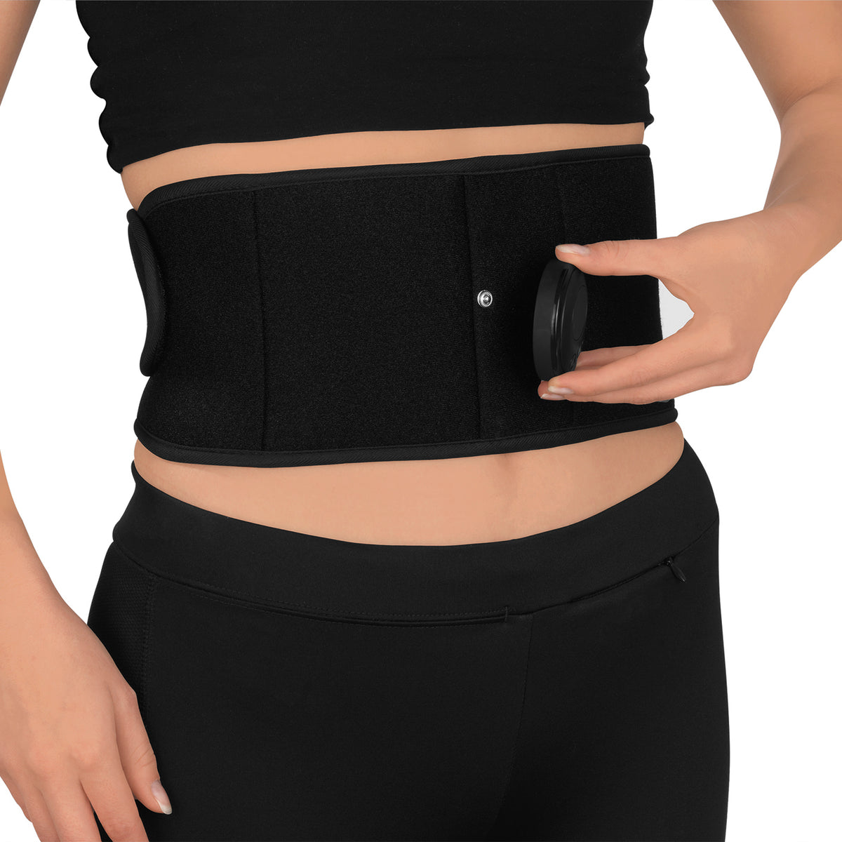 Bauchmuskelgürtel EMS - 6 Programmen - 9 Intensitätsstufen - unisize - schwarz, flexibler Bauchgurt mit elektrischer Muskelstimulation.