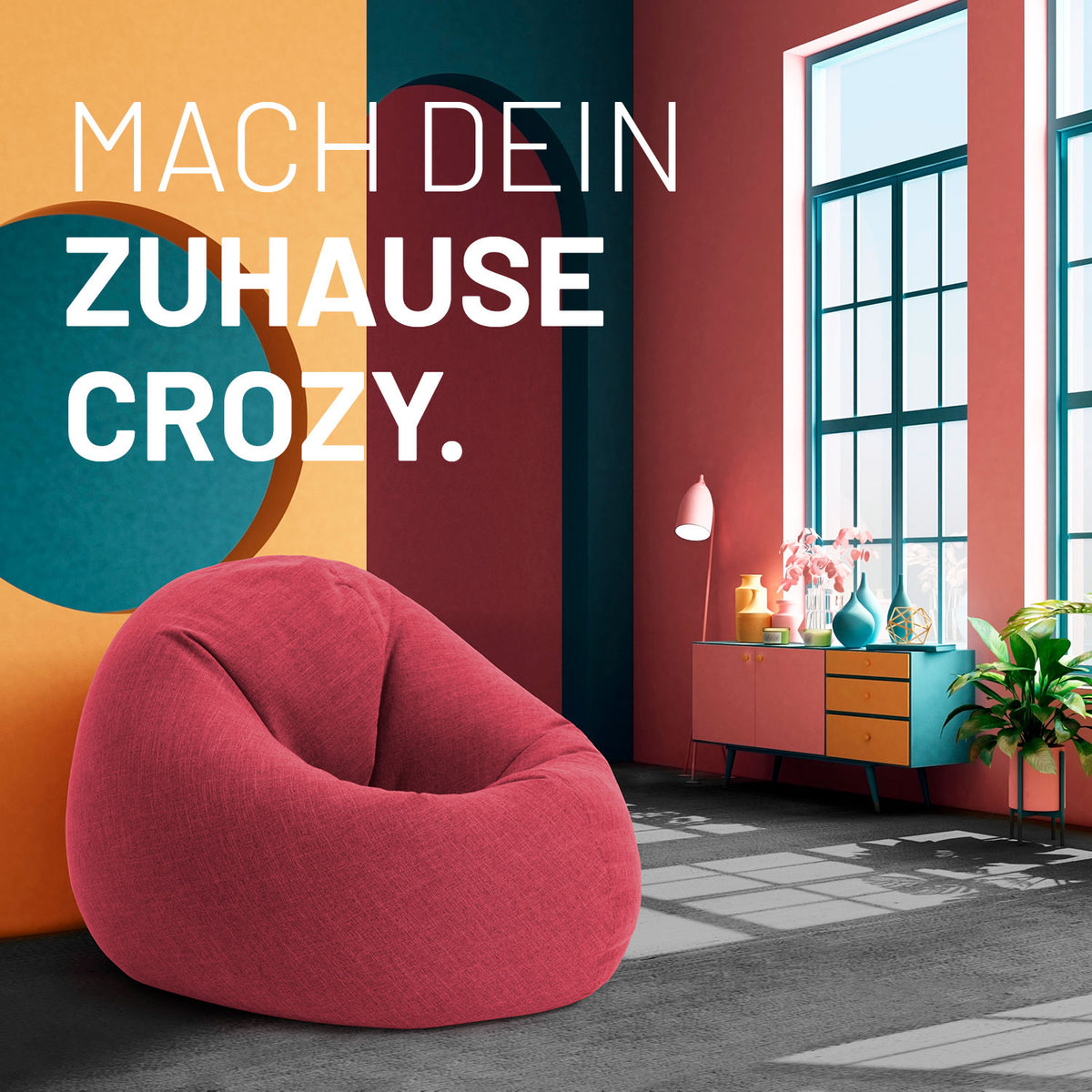 Sitzsack Interior Line (300 L) - indoor - Rot, weicher, rundlicher Sitzsack mit leinenartigem Bezug, perfekt für gemütliche Chill-Out-Bereiche.