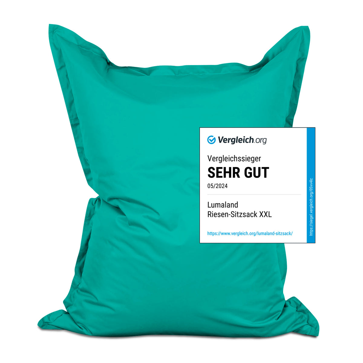Sitzsack Classic XXL (380 L) in Türkis, hochwertig, komfortabel für drinnen & draußen, mit robustem, pflegeleichtem Material.