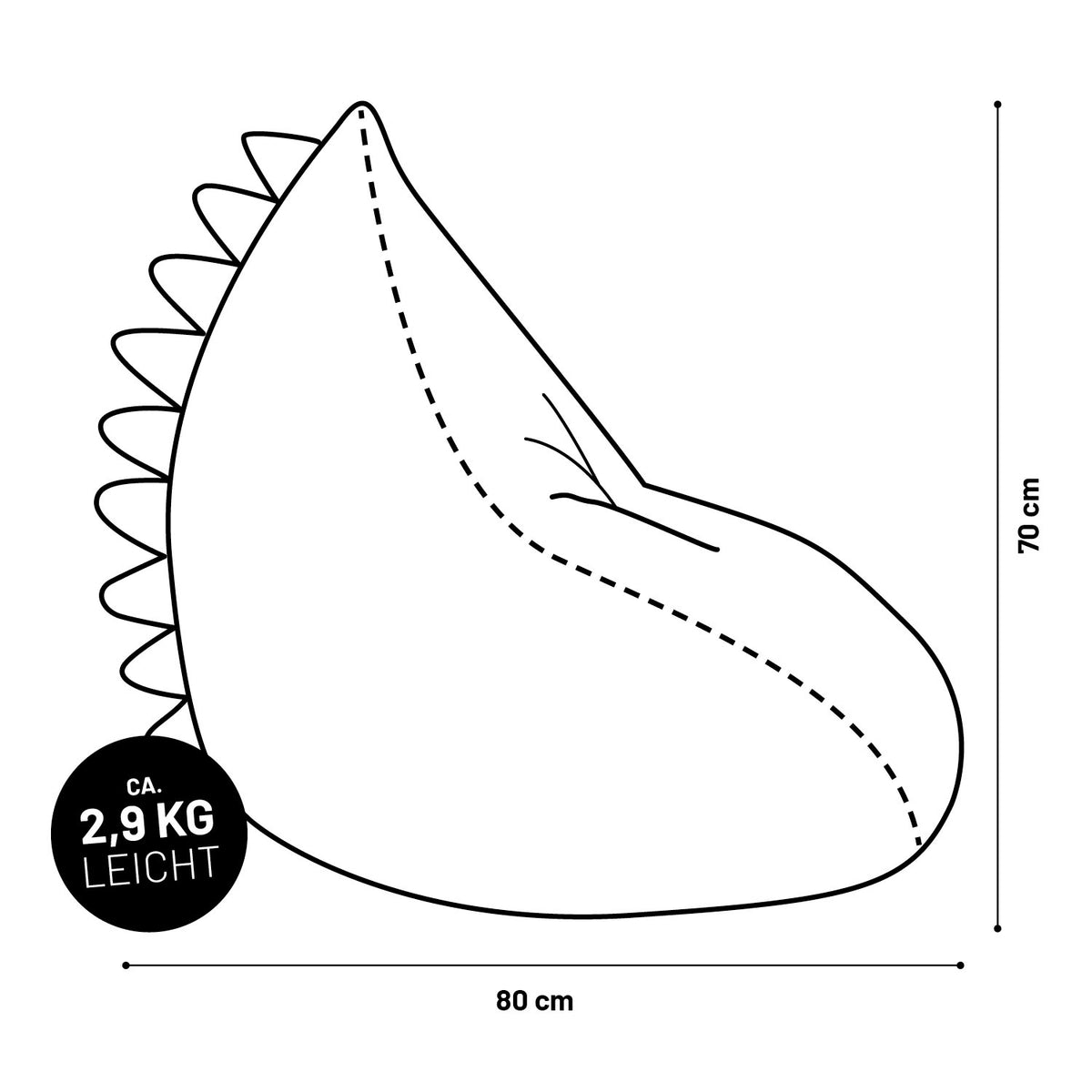 Kindersitzsack Animal Line Monster (180 L) Pastell Grün, leichter, wasserabweisender Sitzsack, 80x70 cm, ideal für drinnen und draußen.