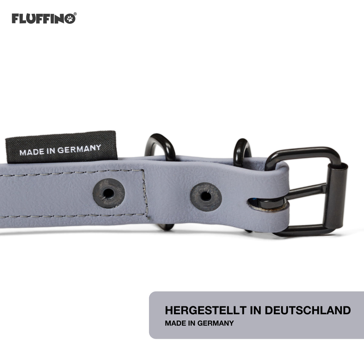 BioThane Hundeleine - 3-Fach verstellbar - 220 cm - Grau, wasserfest, veganer Lederersatz, made in Germany, robust und leicht.