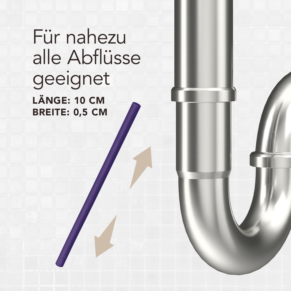 Abflussreiniger-Stick Lavendel - 50er-Set, 10 cm lang, 0,5 cm breit, passend für nahezu alle Abflüsse in Küche und Bad.