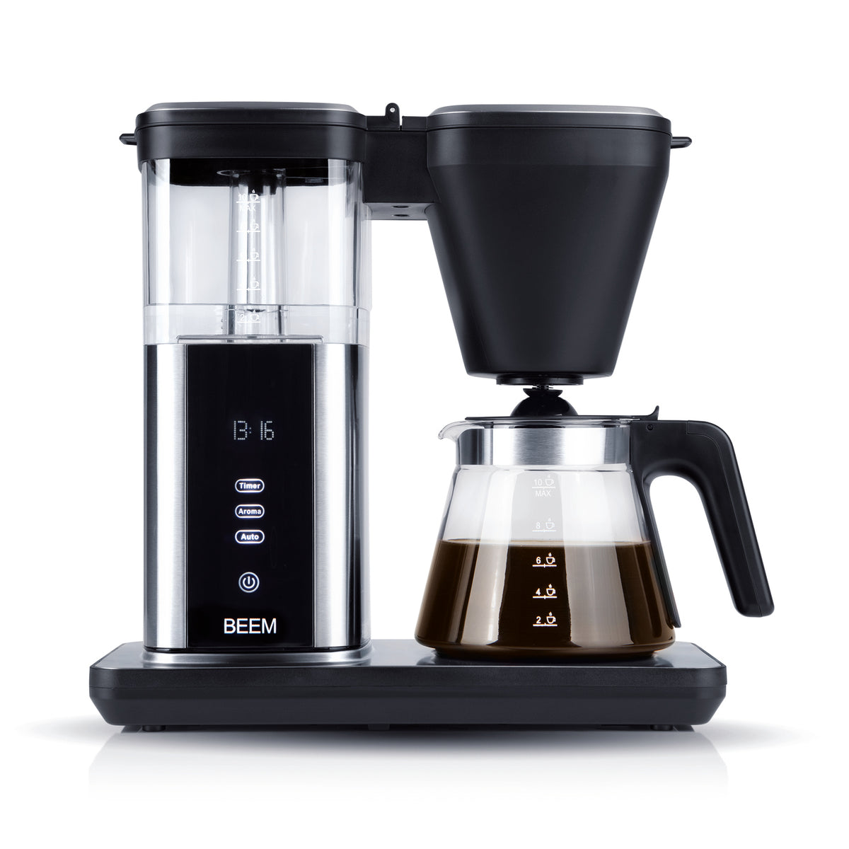 DIRECT-BREW Filterkaffeemaschine - Glas mit digitalem Display, 1,25 l Glaskanne und Aroma-Plus-Funktion für individuellen Kaffeegenuss.