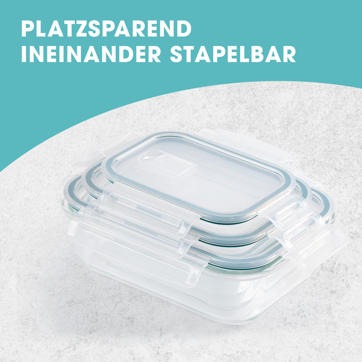 Glas-Frischhaltedosen mit Mikrowellenventi Klick-it 6-tlg. Grün, stapelbar, platzsparend, temperaturbeständig, für Mikrowelle und Gefrierschrank.