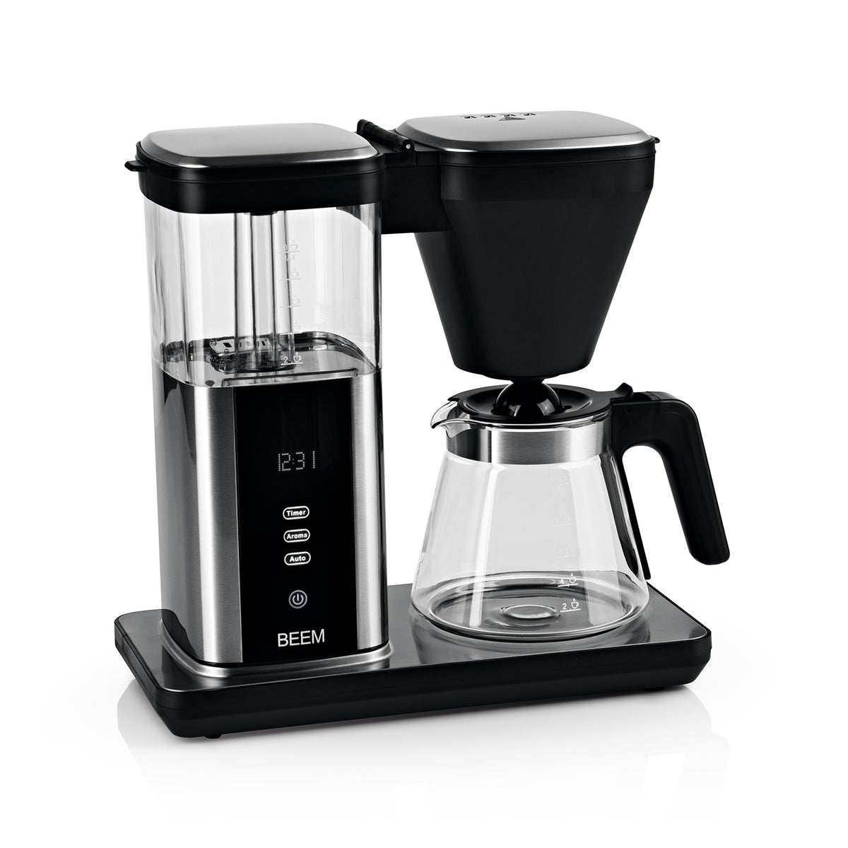 DIRECT-BREW Filterkaffeemaschine - Glas mit digitalem Display, Aromafunktion und 1,25 l Glaskanne für bis zu 10 Tassen Kaffee.